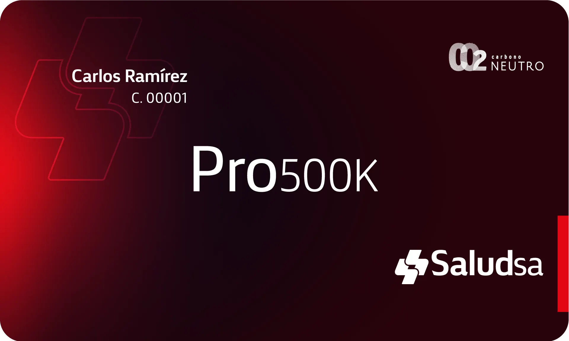 Tarjeta del plan Pro 500K de SaludSA