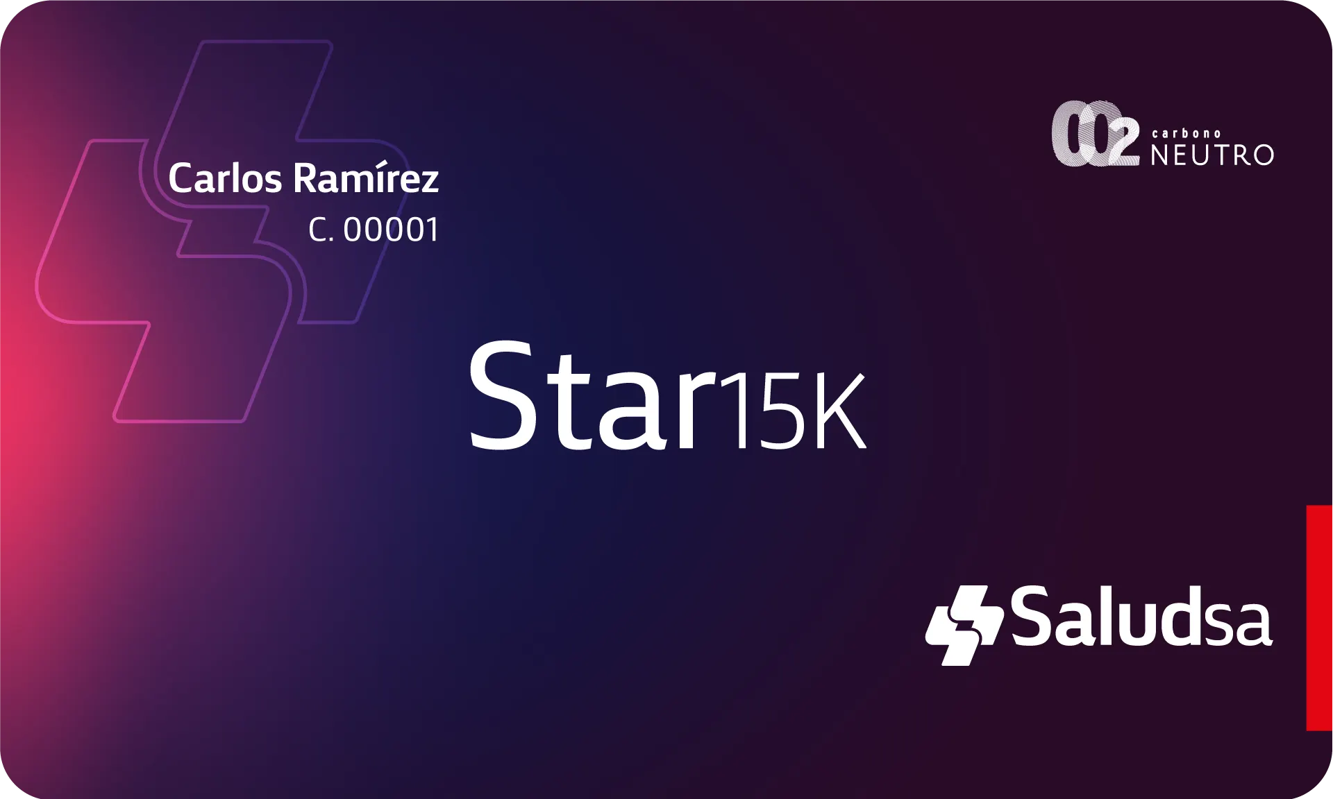 Tarjeta del plan Star 15K de SaludSA